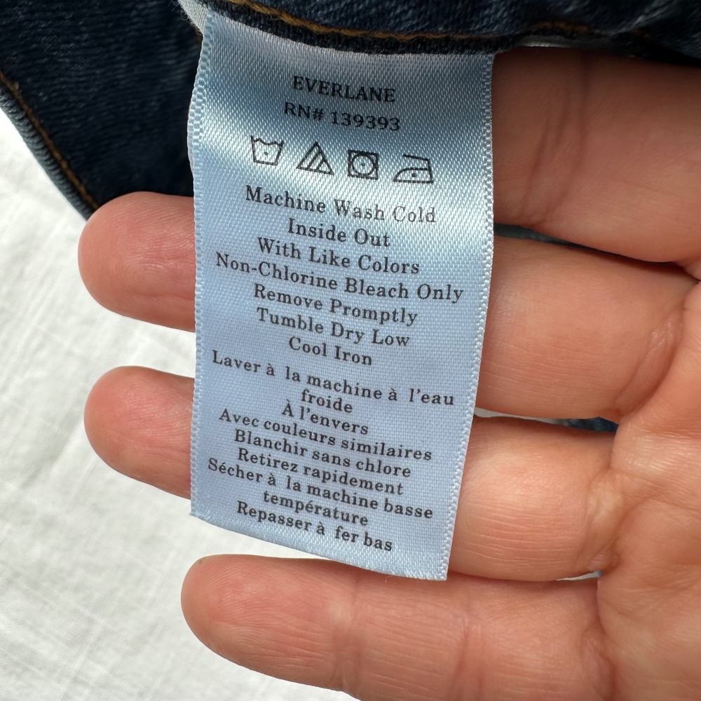 Everlane The Way High Jean Abyss Straight Leg Frayed Hem Denim Blue Women's‎  27 - Picture 3 of 16